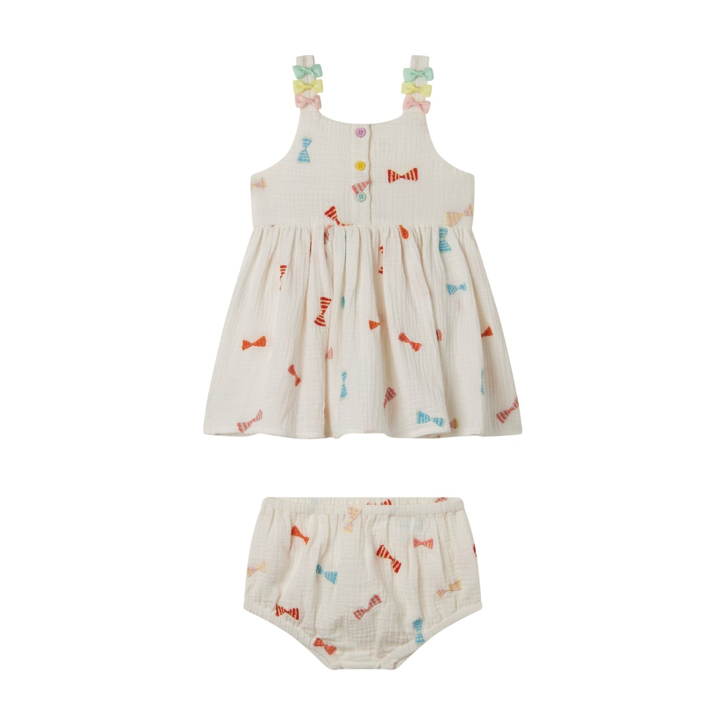 女婴白色刺绣连衣裙套装