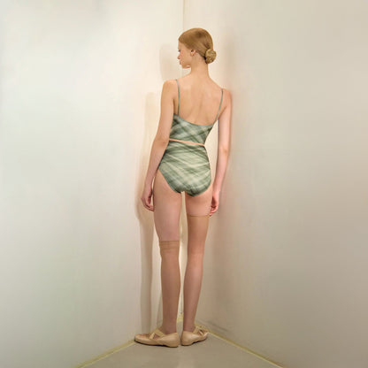 女士绿色格子"TULLE PLIÉ"芭蕾舞连体衣(253LE03VL/evergreen)