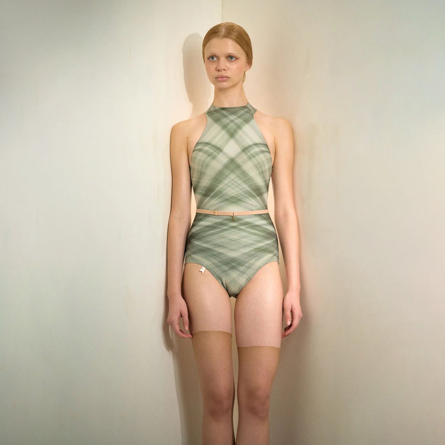 女士绿色格子"TULLE PLIÉ"芭蕾舞连体衣(201LE20VL/evergreen)