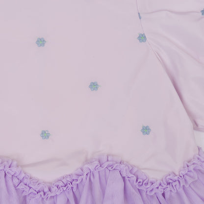 女童紫色碎花公主连衣裙