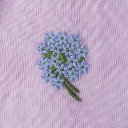 女童紫色刺绣碎花蓬松短裙