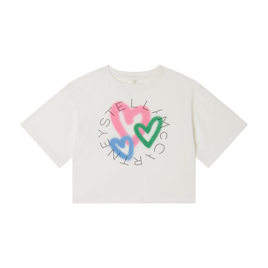 女童象牙白Logo棉T恤