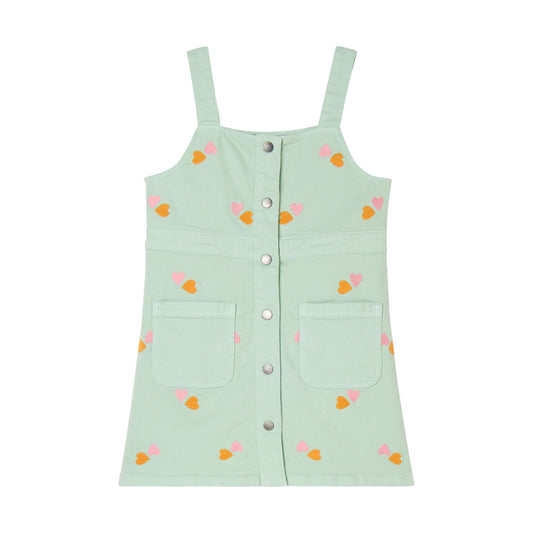 女童浅绿色爱心刺绣连衣裙