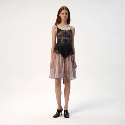 女士粉色&黑色芭蕾舞短裙(LRSK3/Temperanza - Midi Skirt)