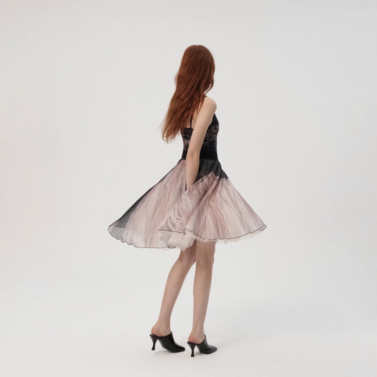 女士粉色&黑色芭蕾舞短裙(LRSK3/Temperanza - Midi Skirt)