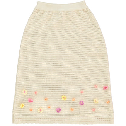 女童米白色针织短裙