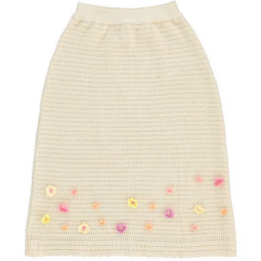 女童米白色针织短裙