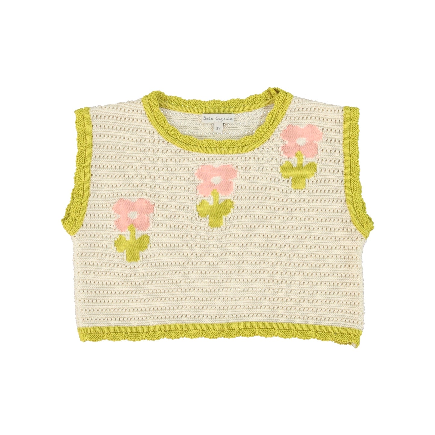 女童绿色花朵棉背心