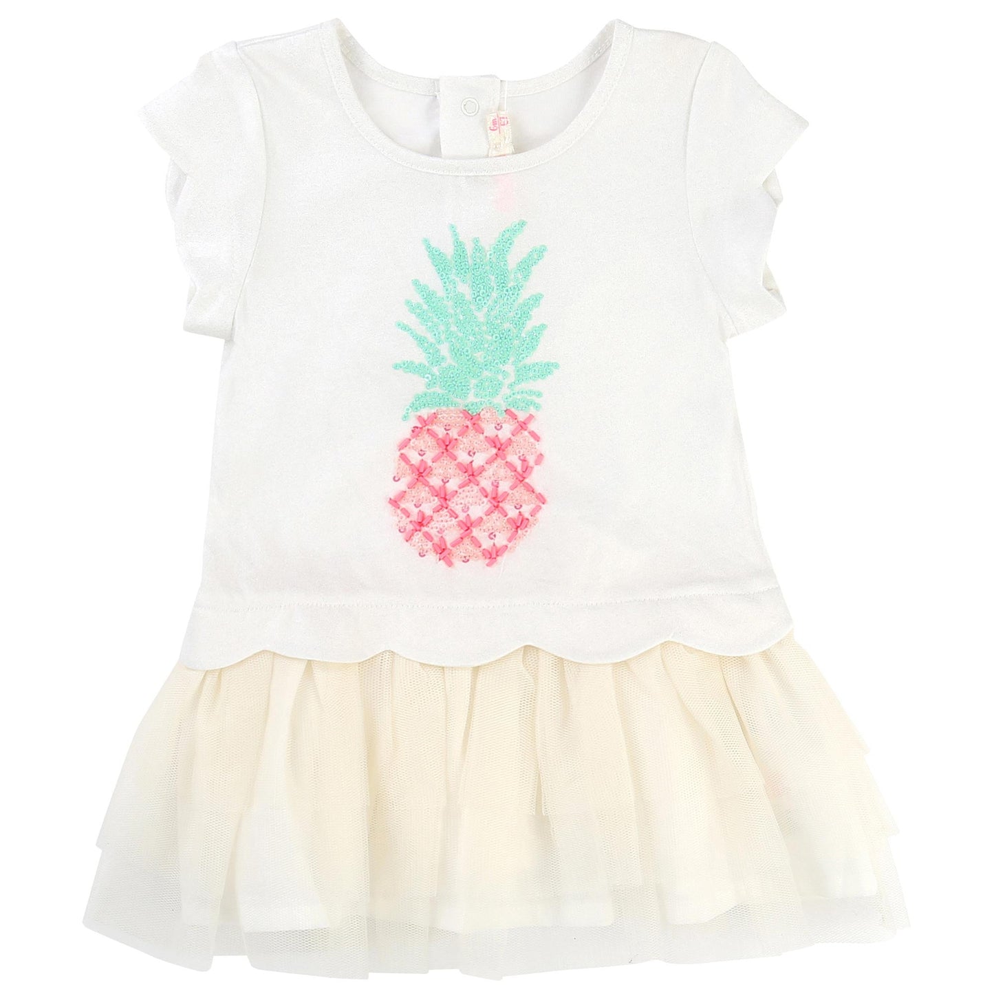Baby Girls White Jersey & Tulle Dress