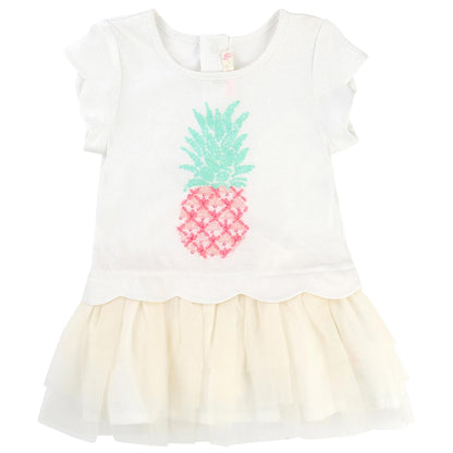 Baby Girls White Jersey & Tulle Dress