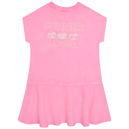 女童粉色棉连衣裙
