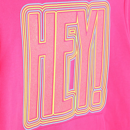 女童粉色棉连帽连衣裙