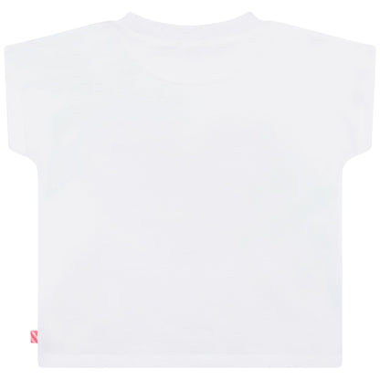 女童白色印花棉T恤