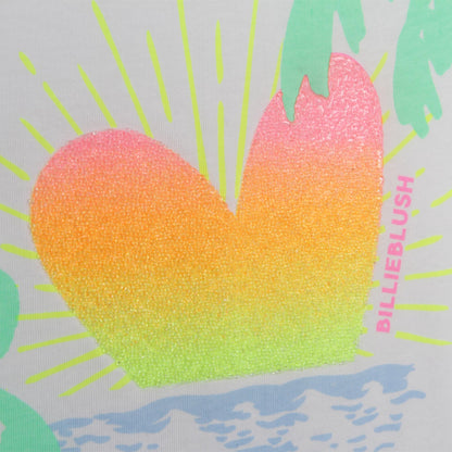 女童白色印花棉T恤