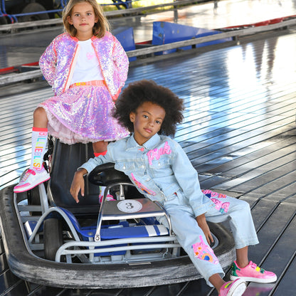 女童粉色亮片短裙