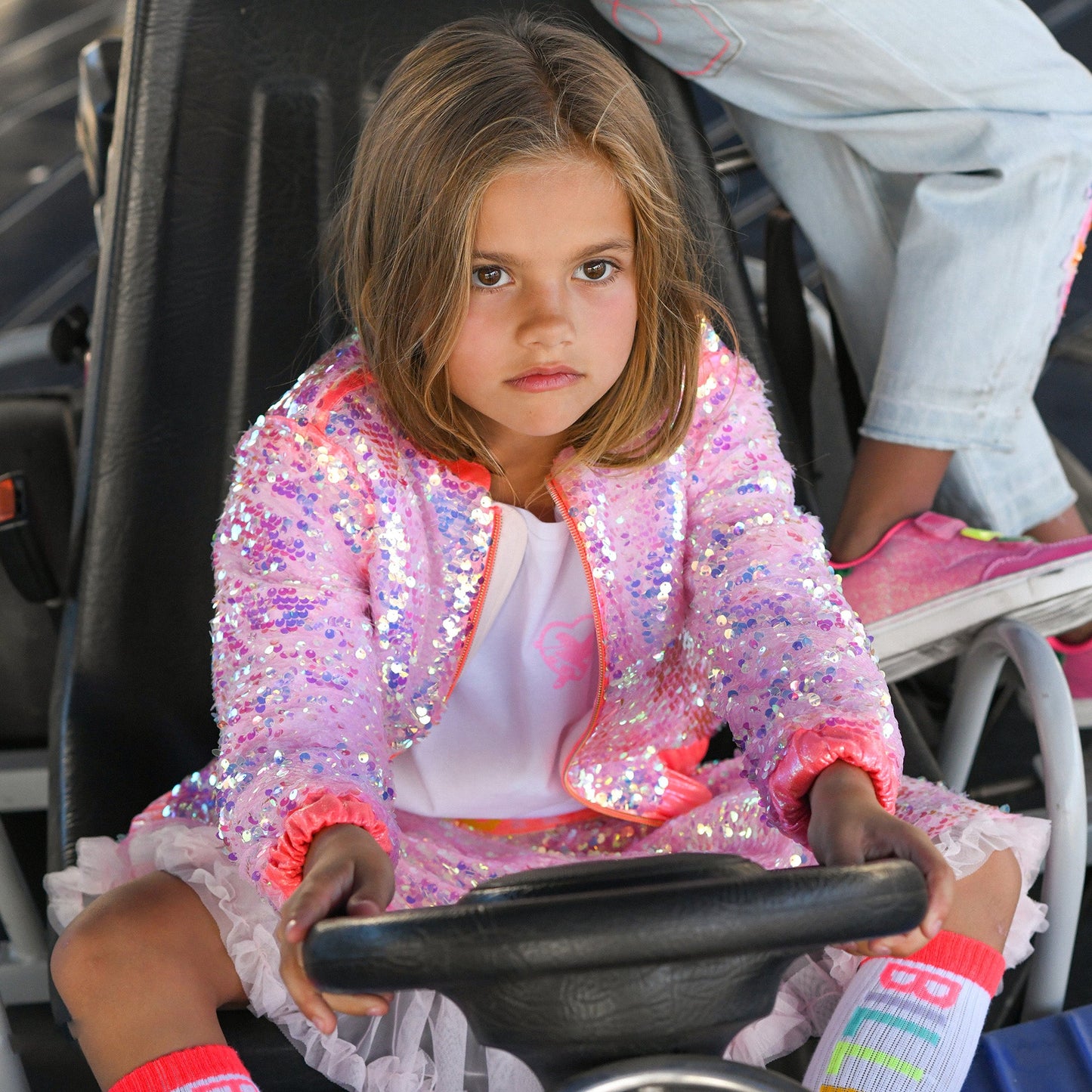 女童粉色亮片短裙