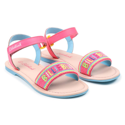 女童粉色Logo凉鞋