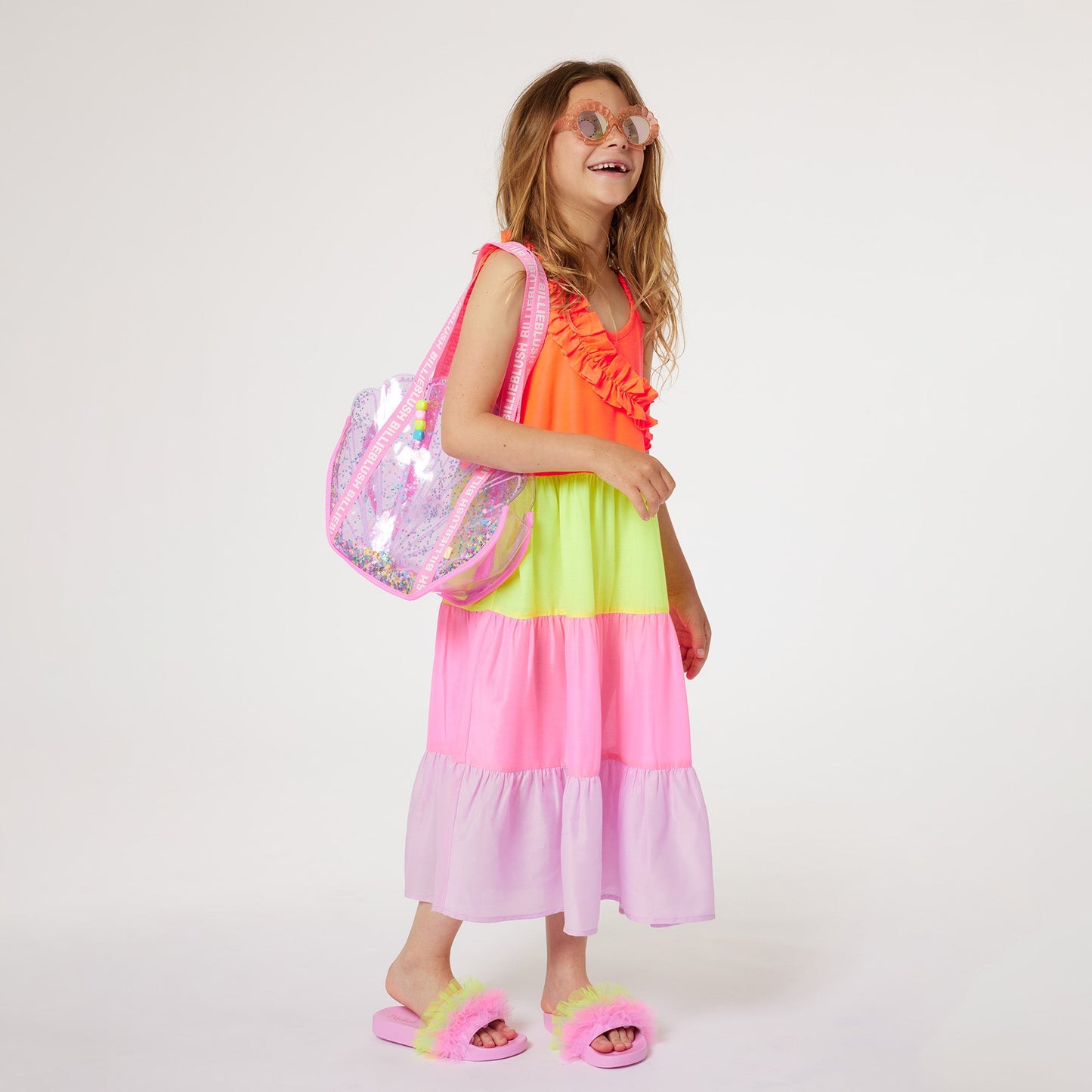 女童浅紫色闪光贝壳手提包