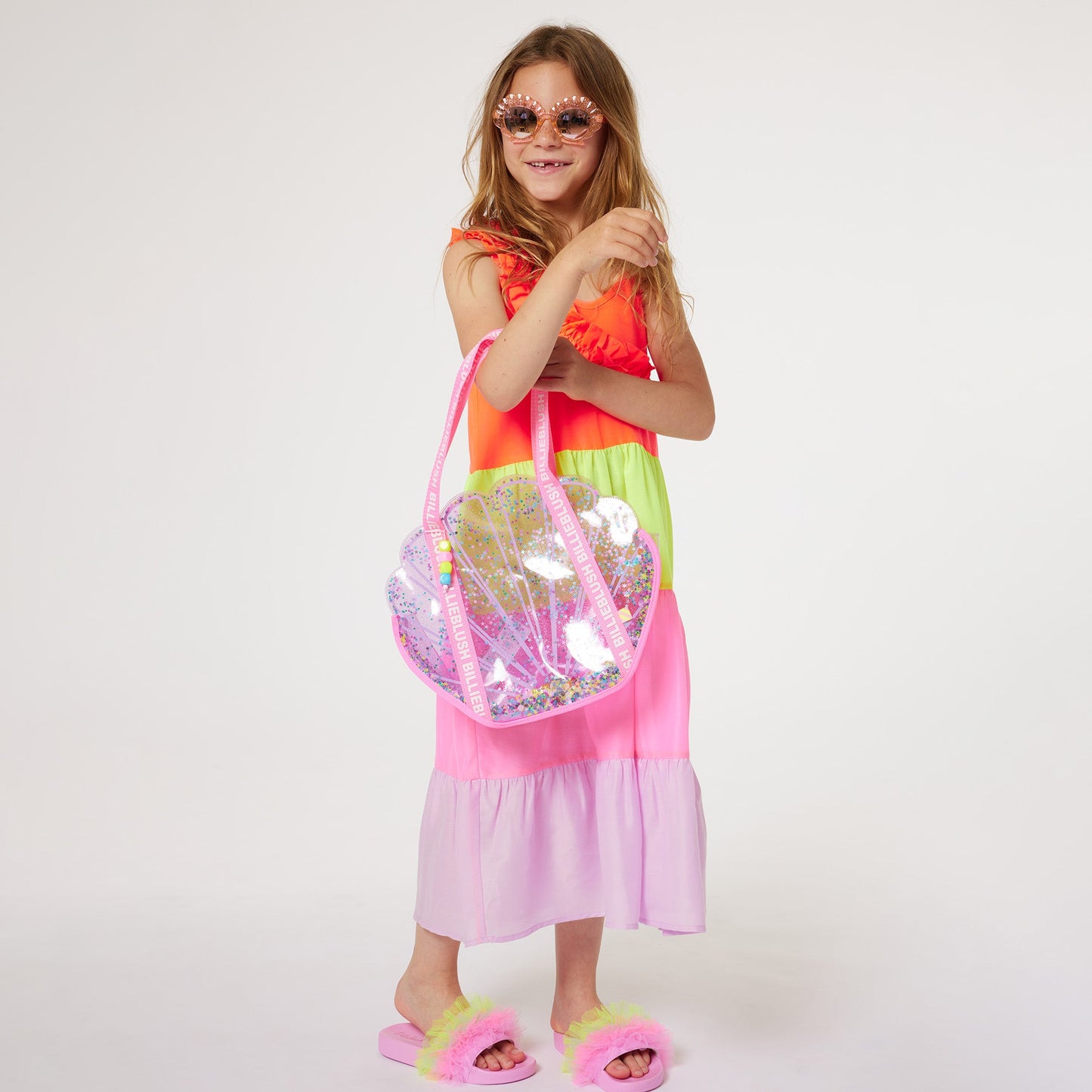 女童浅紫色闪光贝壳手提包