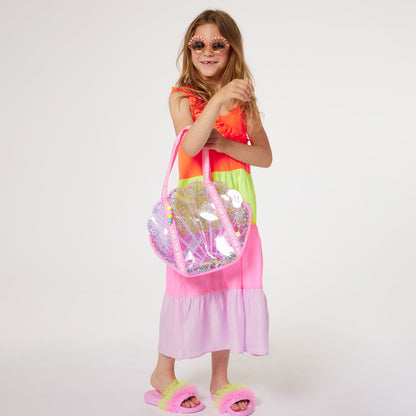 女童浅紫色闪光贝壳手提包