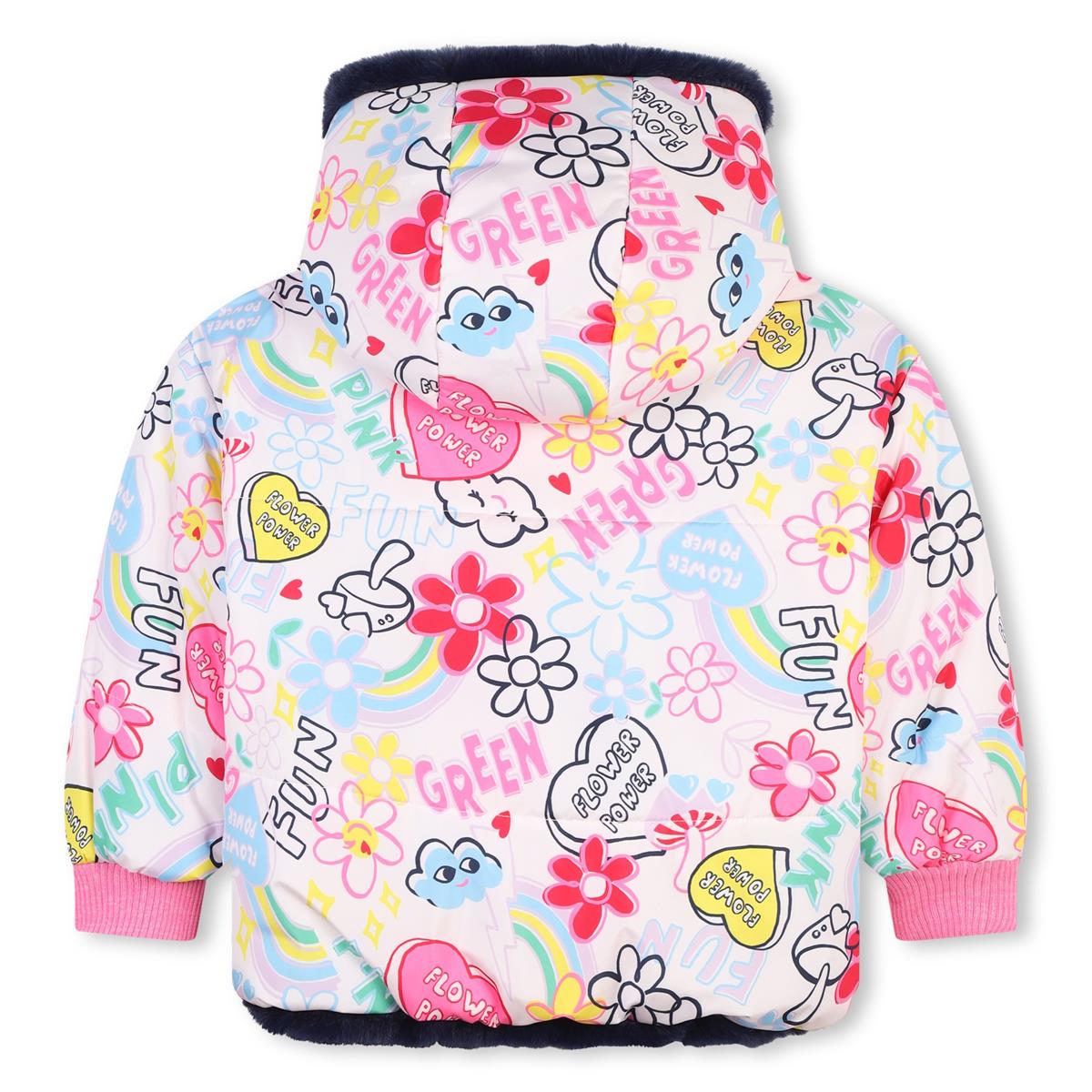 女童玫瑰粉印花棉服