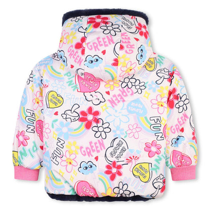 女童玫瑰粉印花棉服