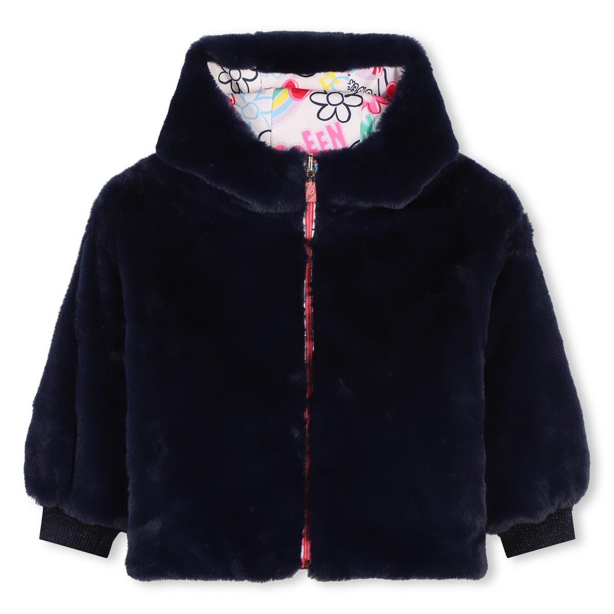 女童玫瑰粉印花棉服