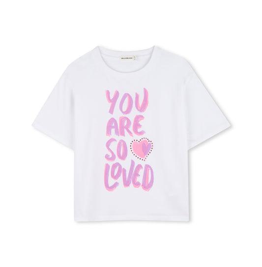 女童白色Logo棉T恤