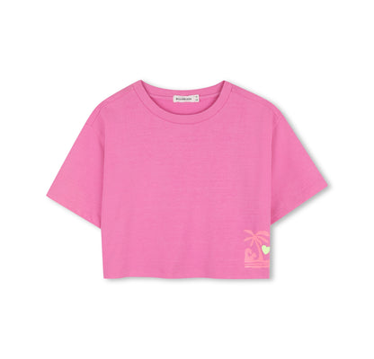 女童粉色印花棉T恤