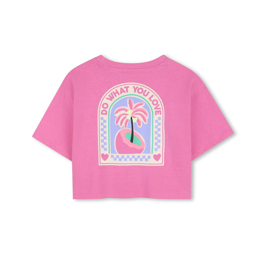 女童粉色印花棉T恤