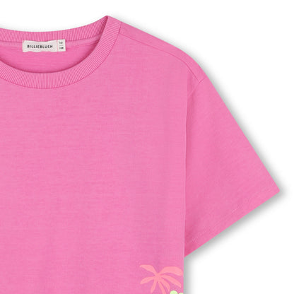 女童粉色印花棉T恤