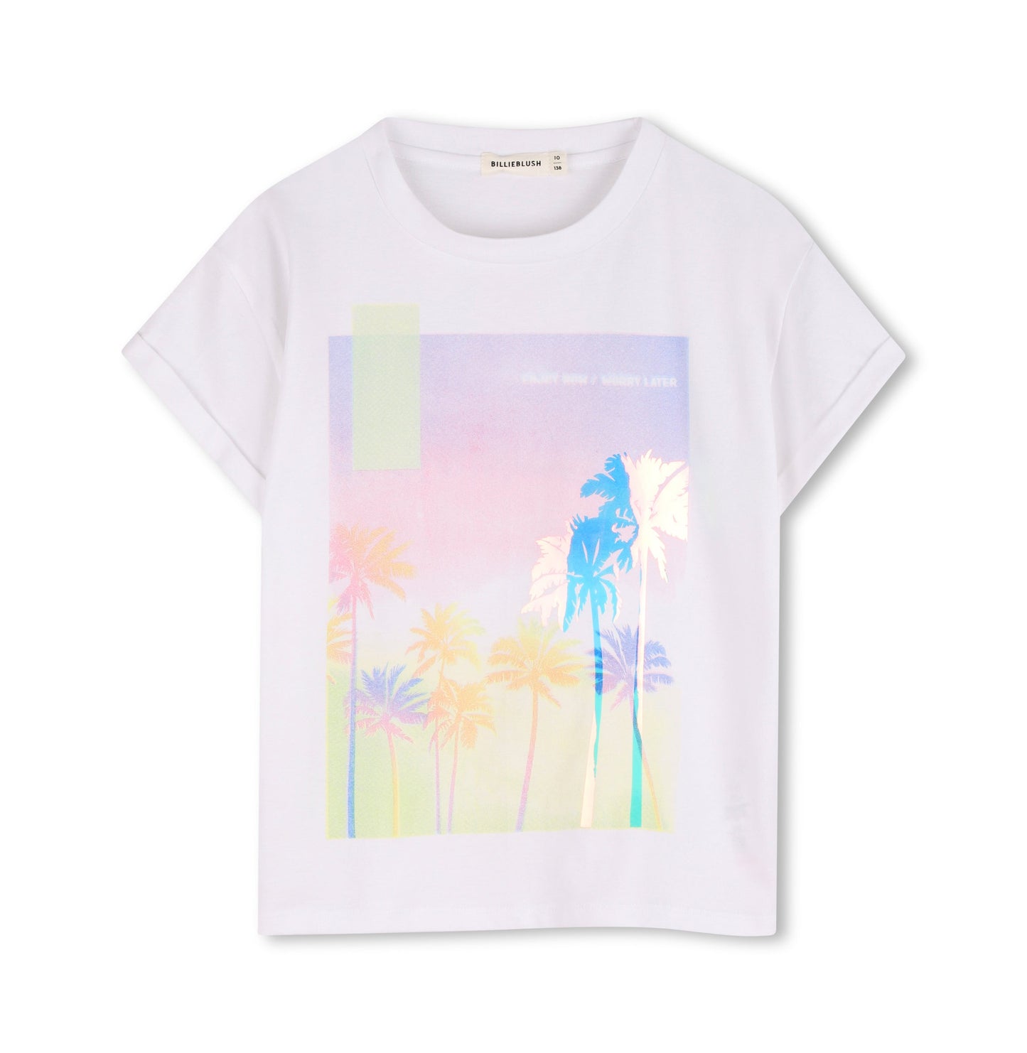 女童白色印花棉T恤