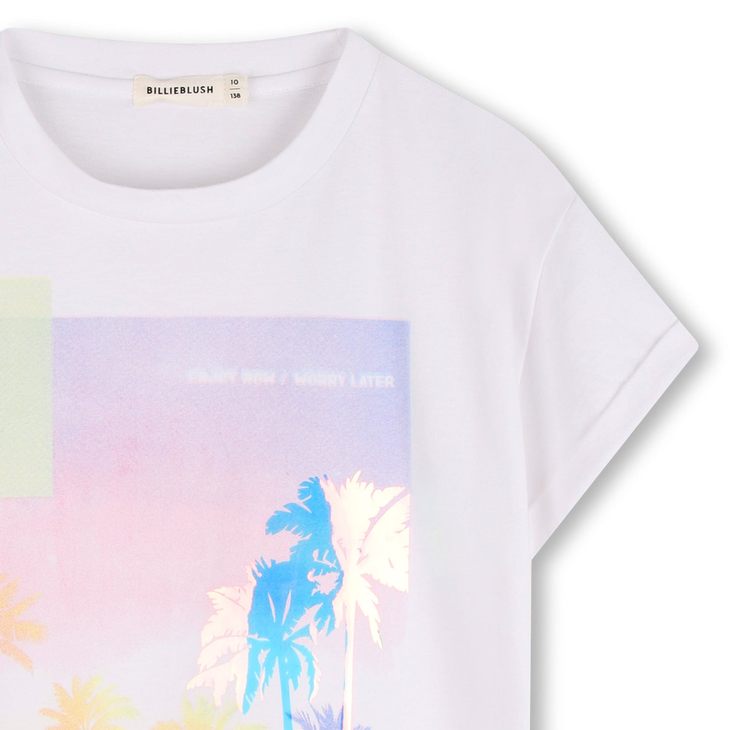 女童白色印花棉T恤