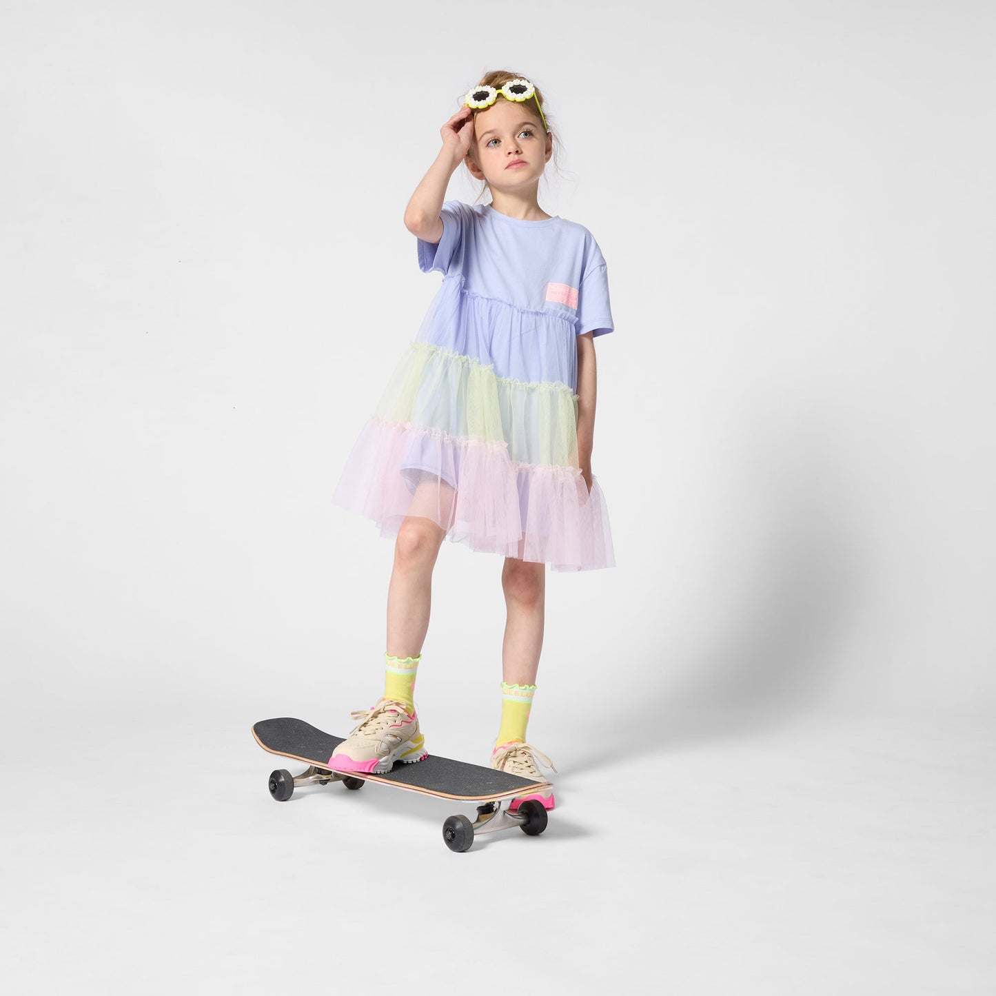 女童薰衣草色薄纱连衣裙