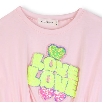 女童浅粉色亮片棉连衣裙