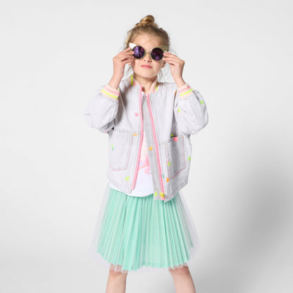 女童浅绿色薄纱短裙