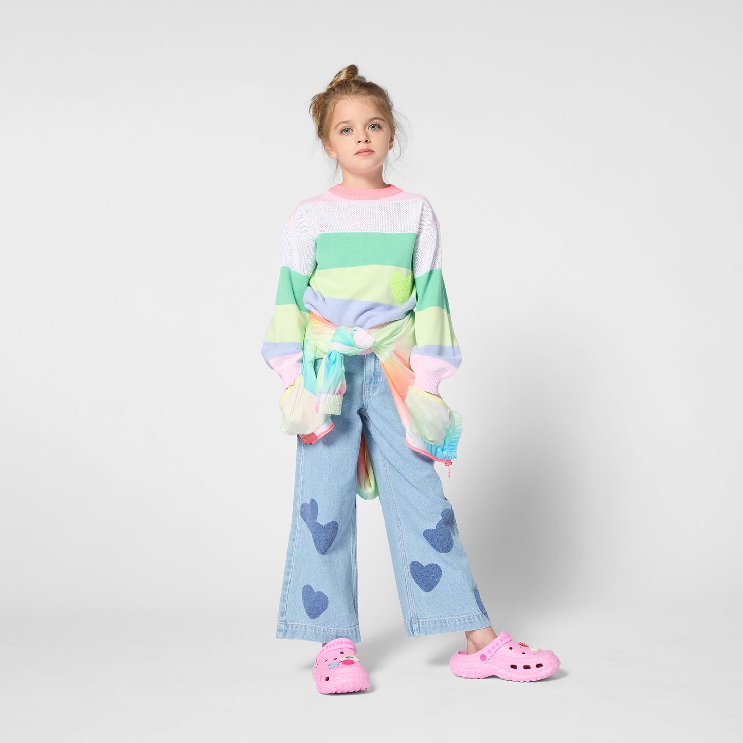 女童彩色连帽拉链夹克