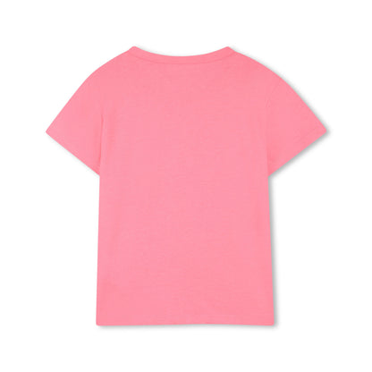 女童粉色闪光Logo棉T恤