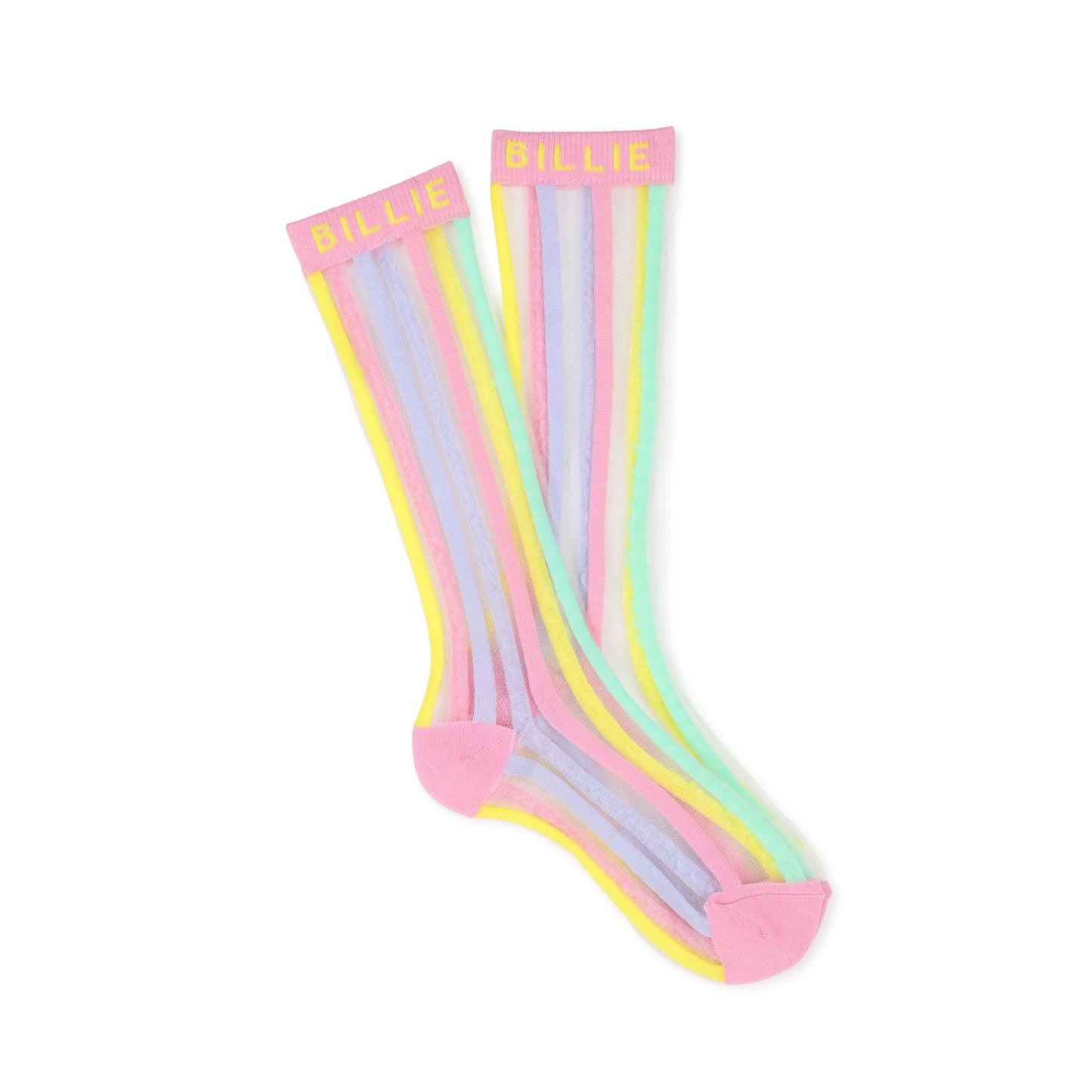 女童彩色条纹薄纱长袜