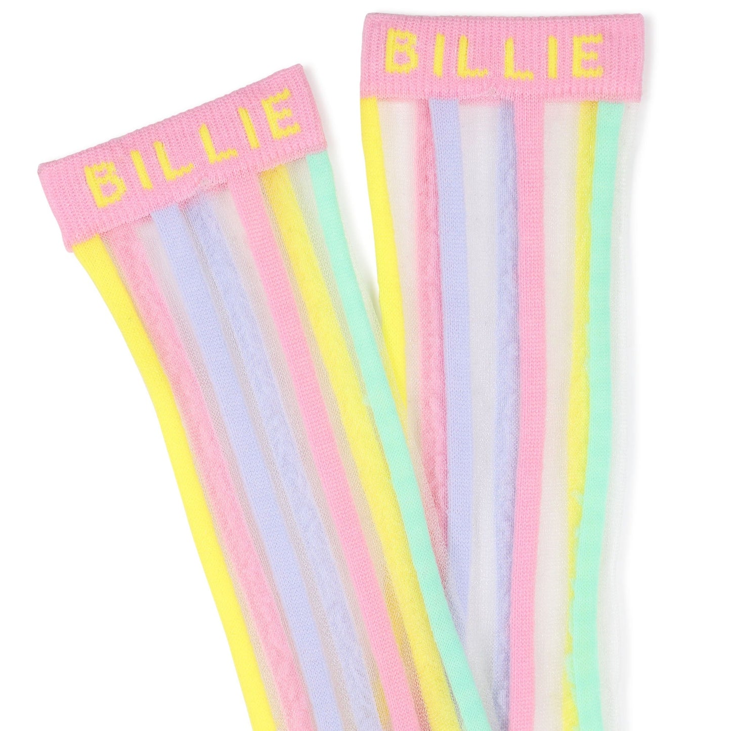 女童彩色条纹薄纱长袜