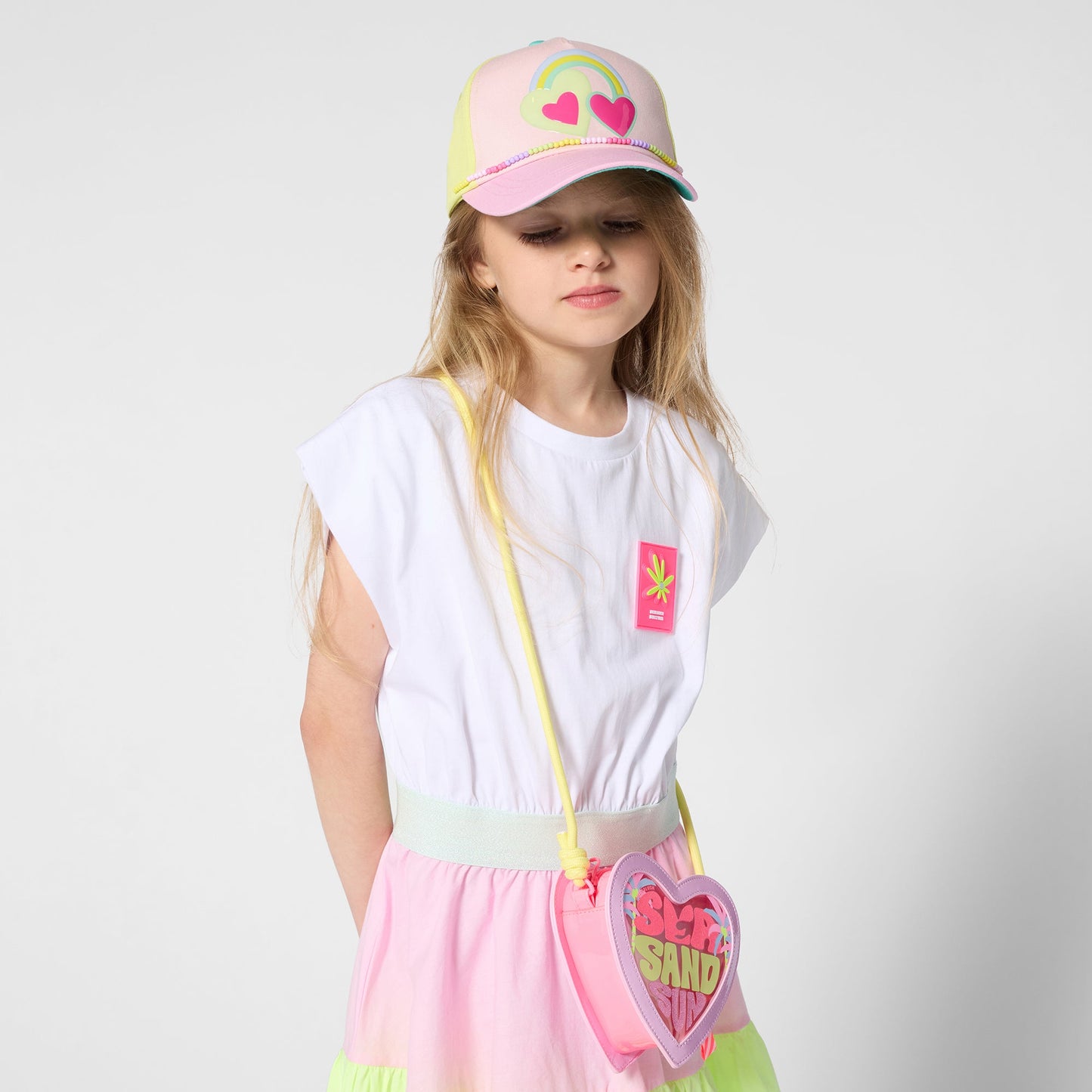 女童粉色Logo心形单肩包(13.5 x 15 x 4.5 cm)