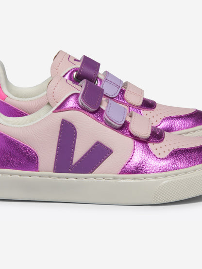 Girls V-10 Leather Traners in Purple