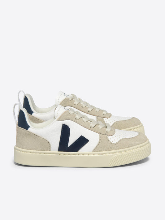 Kids Laces Leather V-10 Trainers in White
