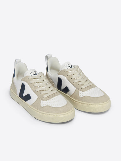 Kids Laces Leather V-10 Trainers in White