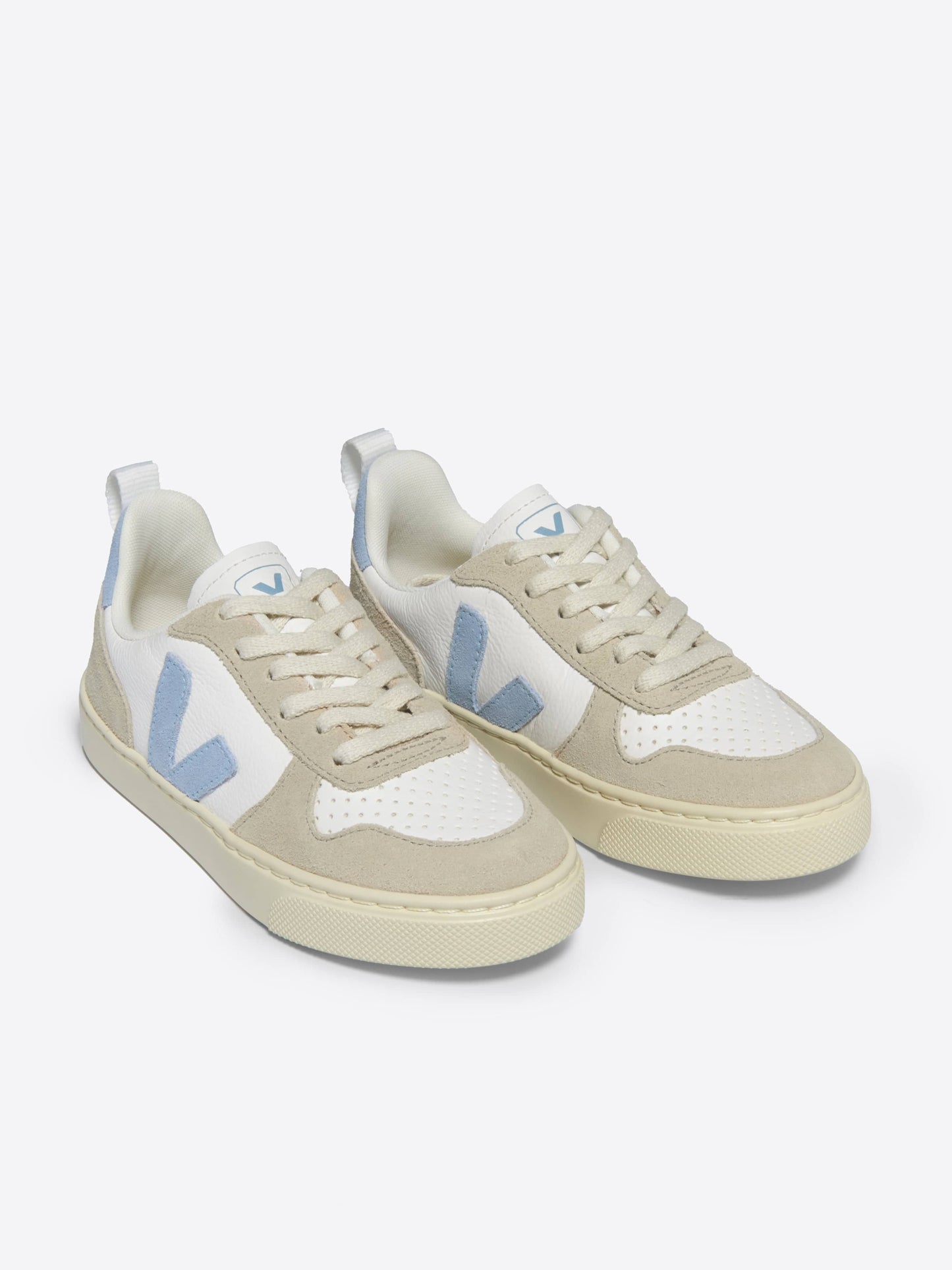 Kids Laces Leather V-10 Trainers in White