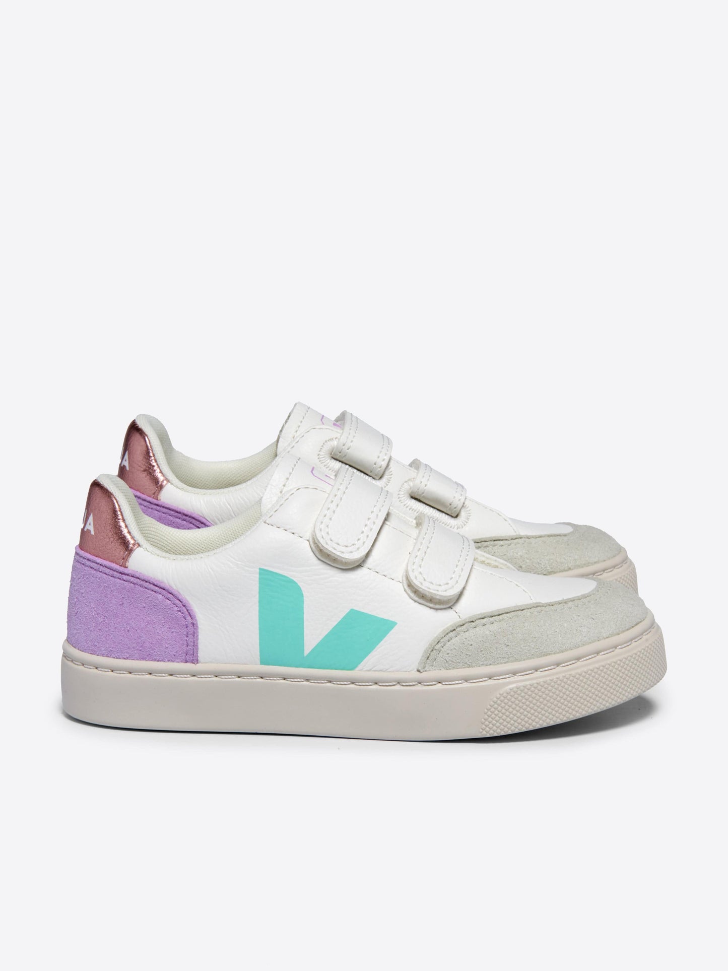 Girls Leather V-12 Trainers in White