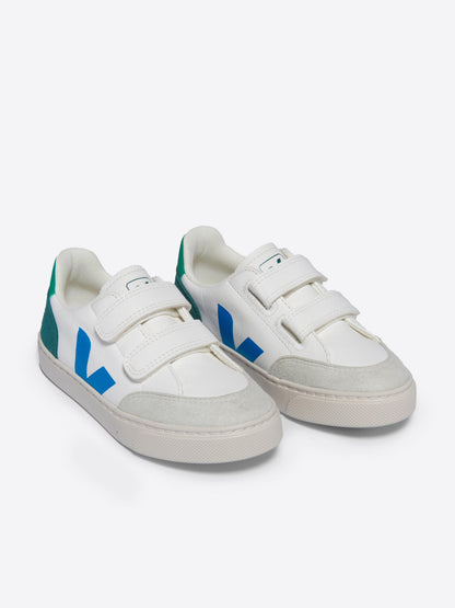 Kids Leather V-12 Trainers in White