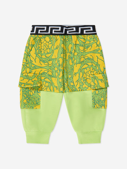 Versace 男婴 Barocco 绿色慢跑裤