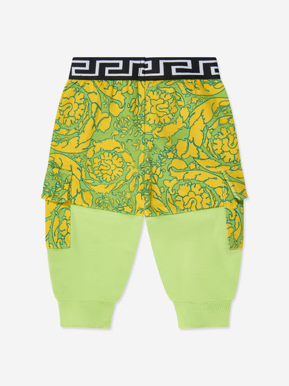 Versace 男婴 Barocco 绿色慢跑裤
