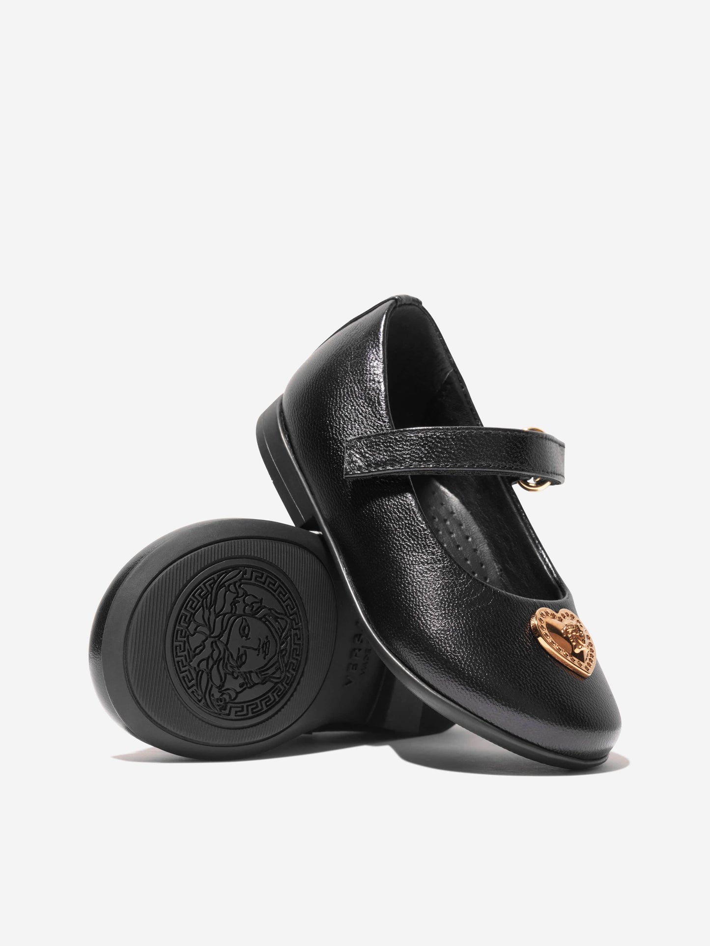 Versace 女童心形徽标鞋（黑色）